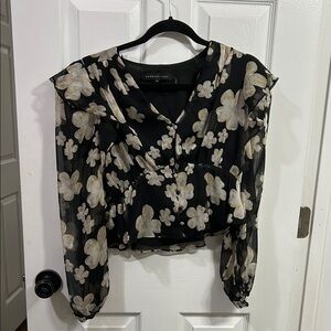Sheer Black Floral Top by Express